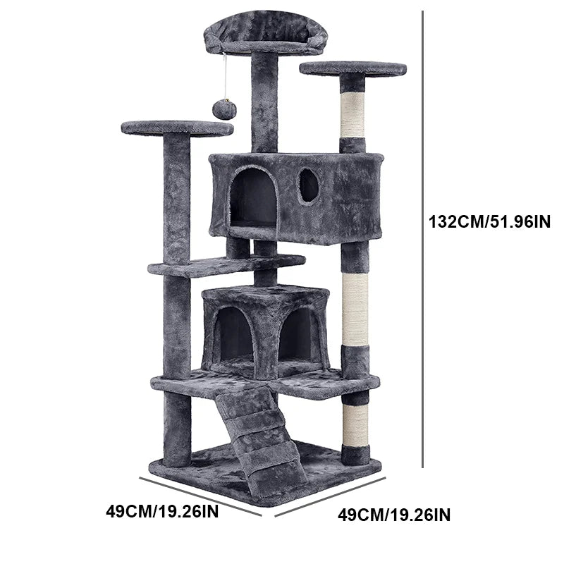 Multi-Level Cat Tree Tower Climb Furniture Scratching Post Durable Kitten Jumping Toys Cozy Condo Top Perch Pet Supplies