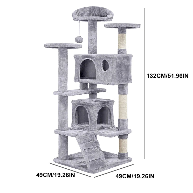 Multi-Level Cat Tree Tower Climb Furniture Scratching Post Durable Kitten Jumping Toys Cozy Condo Top Perch Pet Supplies